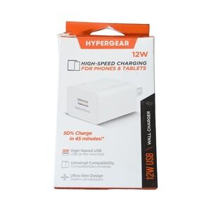 Oo9U HyperGear - High Speed 12W USB Wall Charger for iPhones & Tablets - White
